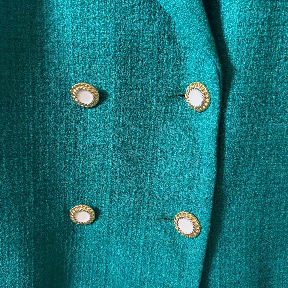 SANDRO Jacy Tweed Double Breasted Blazer Emerald Green Sz 42 EU / US 10 - Picture 7 of 11